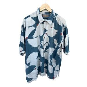 Fryday Club Men's Vintage 80s Hawaiian Shirt Short Sleeve Bird Print Size LARGE